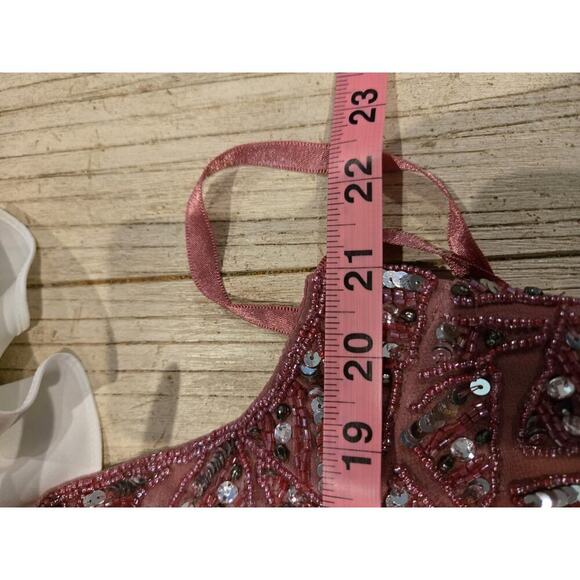 Mac Duggal Women's Pink Sequin Midi Sheath Dress Size 14 Formal Mother of Bride - Picture 13 of 13